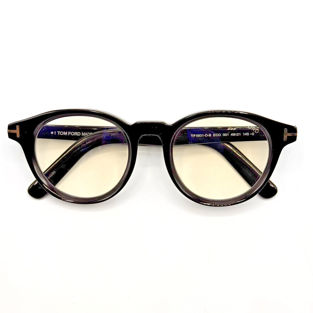 Tom Ford Eyeglasses Frame TF5931-D-B 001 Black Round Blue Light Block 49-21-145